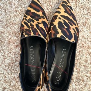 Sole Society animal print flats with pointed toe
